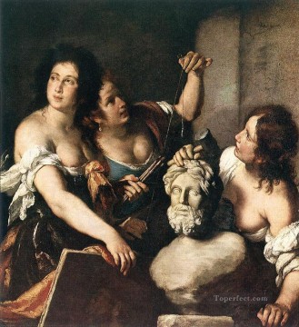 baroque Painting - Allegory Of Arts Italian Baroque Bernardo Strozzi